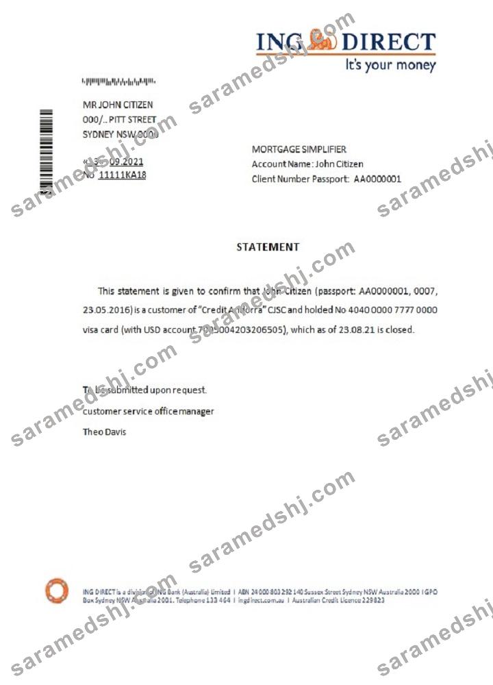 Australia_ING direct_closure reference